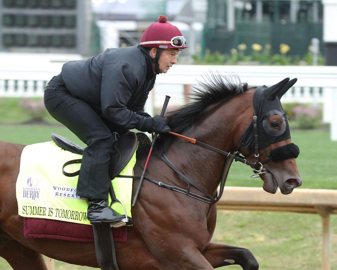 Kentucky Derby contender Summer is Tomorrow galloped at Churchill Downs on April 29.