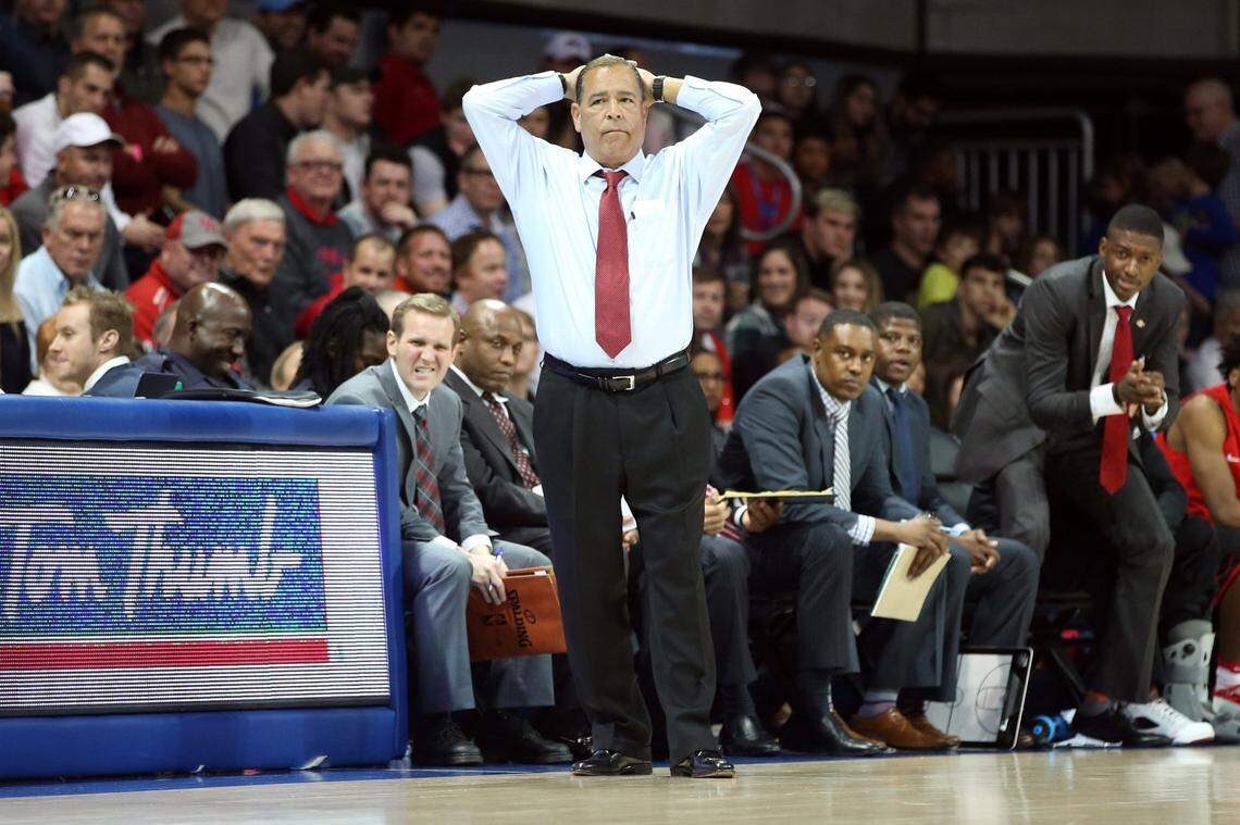 Mikhail McLean, far right, spent six seasons on staff with Houston head coach Kelvin Sampson before becoming an assistant coach at Lamar University in 2021.
