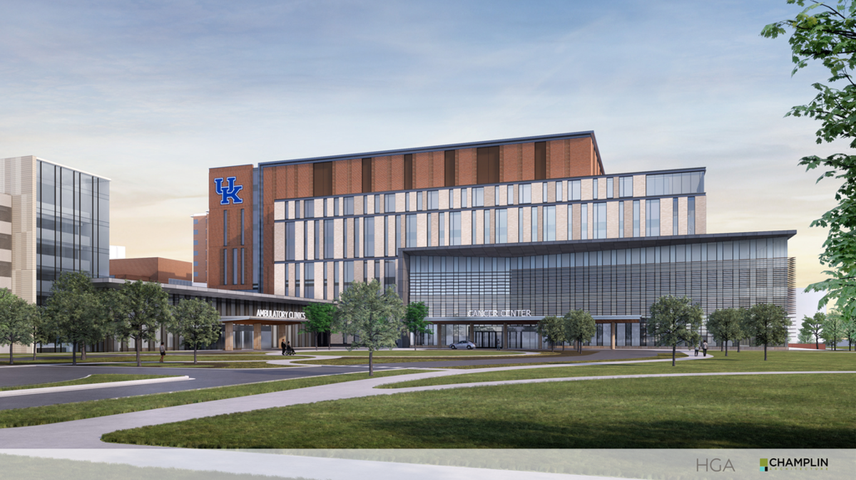 A rendering of the new UK HealthCare cancer and advanced ambulatory building. 