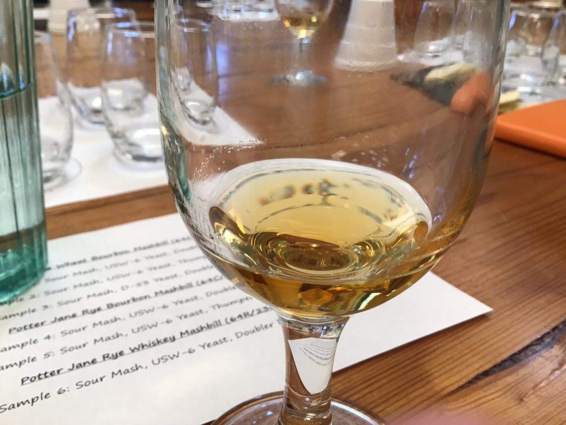 During a tour for a handful of journalists, Potter Jane offered samples of their first bourbons; aged only six months, they were surprisingly flavorful and off to a promising start.