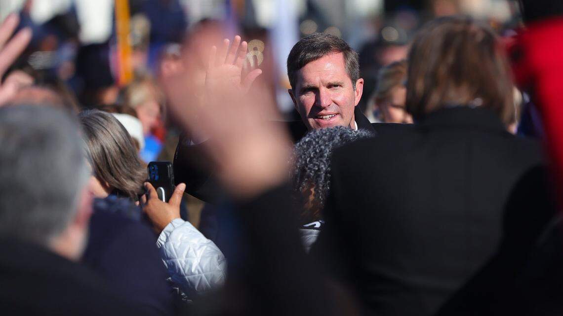 Gov. Andy Beshear participates in an inauguration parade Dec. 12, 2023. Beshear, who was reelected in November, kicked off his second term with the inauguration.