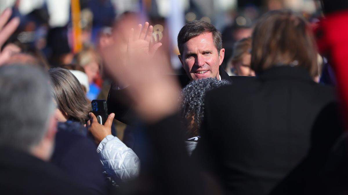 Gov. Andy Beshear participates in an inauguration parade Dec. 12, 2023. Beshear, who was reelected in November, kicked off his second term with the inauguration.
