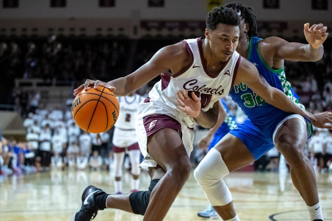 Eastern Kentucky’s Isaiah Cozart (50) will finish the 2023-24 season averaging a double-double with points and rebounds.
