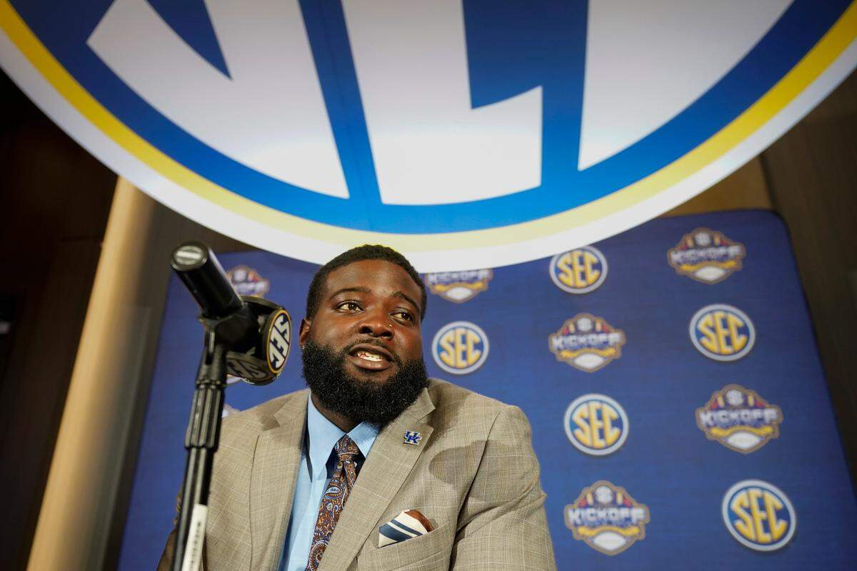Kentucky defensive lineman Octavious Oxendine talked during SEC Media Days on Wednesday about his most effective playing weight.