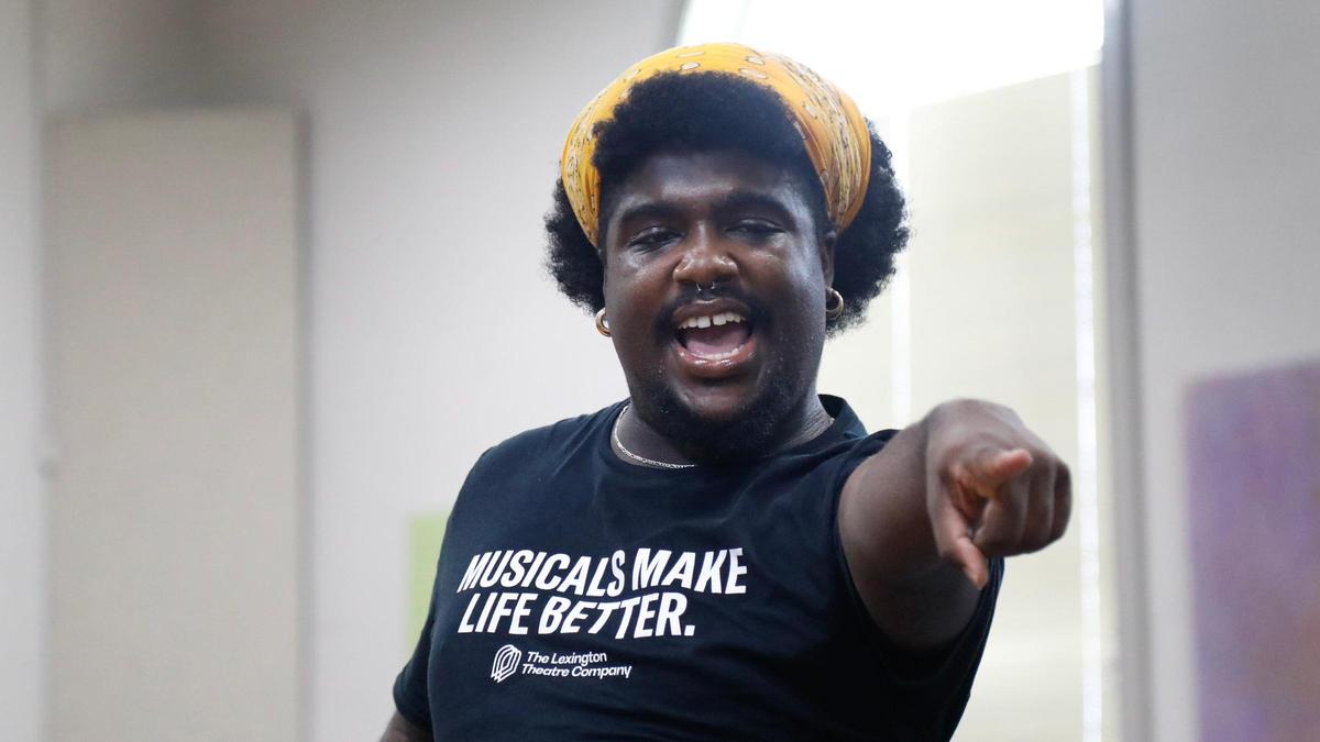 Lyndell Finger, who plays Wailin’ Joe, in rehearsal for “Memphis,” which comes to the Lexington Opera House.
