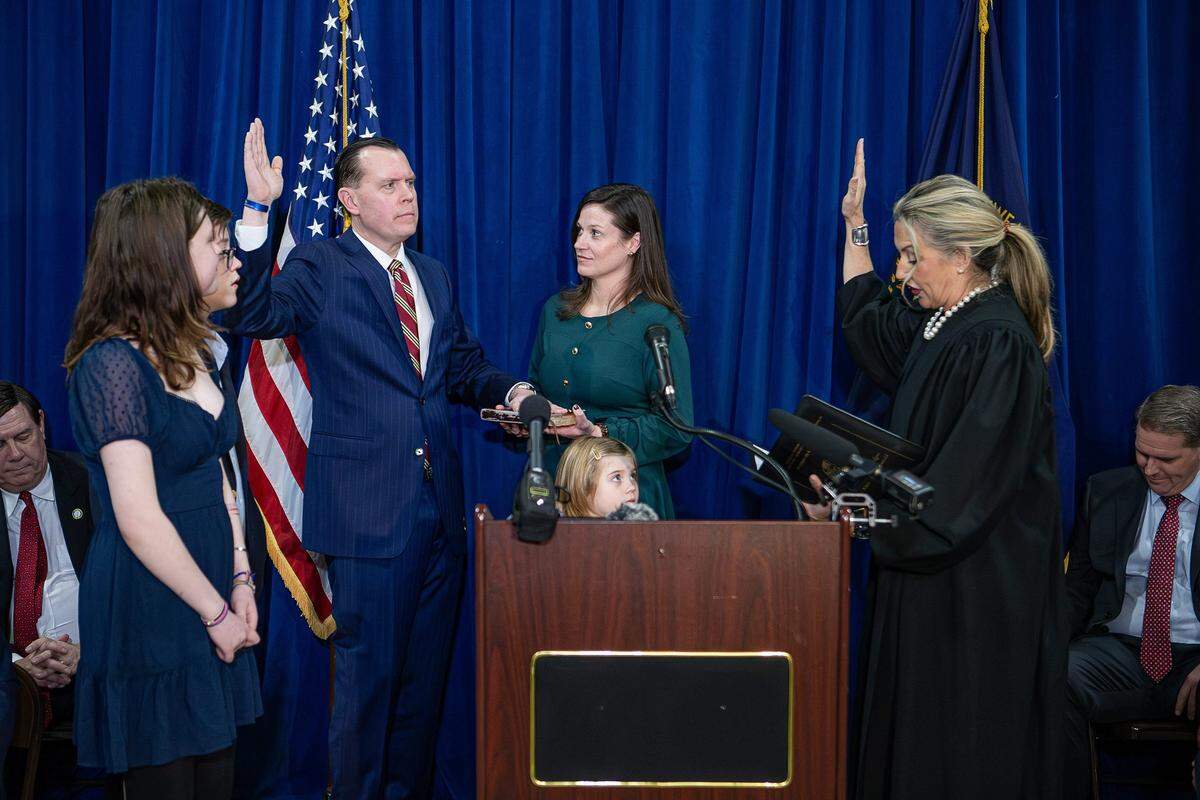 Kentucky Attorney General Russell Coleman was sworn into office on the first day of the 2024 Kentucky General Assembly in Frankfort, Ky. Jan. 2, 2024