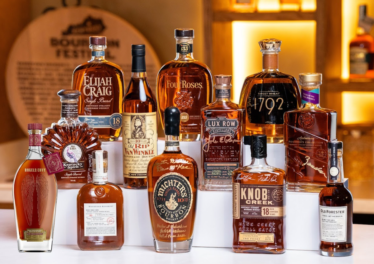 Kentucky Bourbon Festival is raffling off a collection of 12 rare collectible bourbons including Van Winkle 10 Year, Woodford Reserve Double Double Oaked, Wild Turkey Kentucky Spirit Single Barrel Bourbon and more.