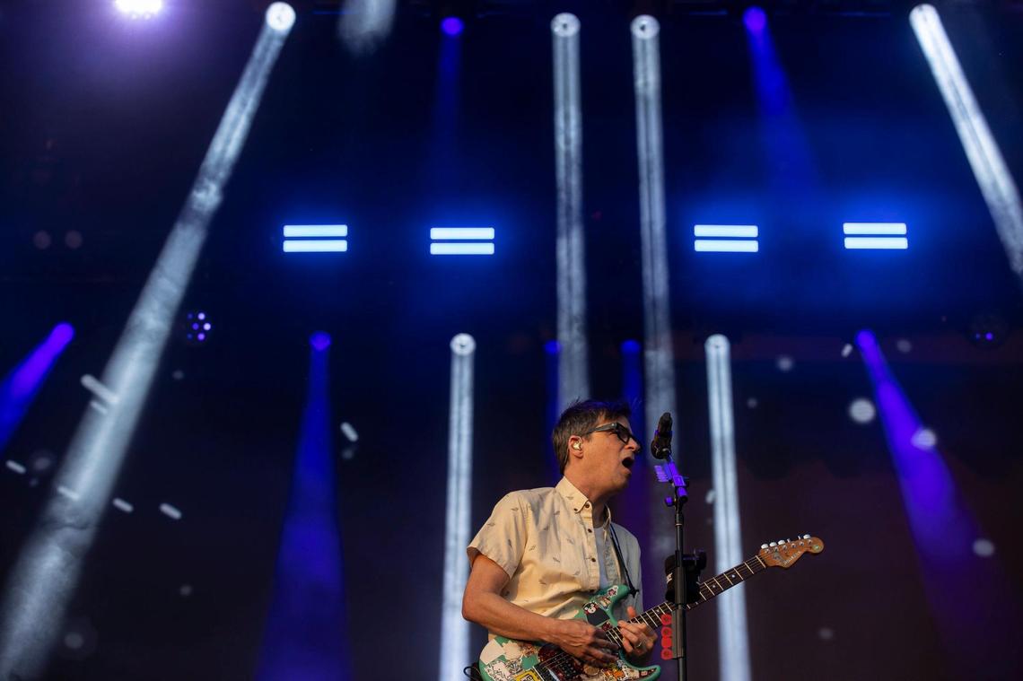 Weezer performs during the Railbird Music Festival at Red Mile in Lexington, Ky., on Saturday, June 3, 2023.