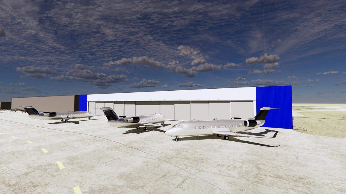 The Blue Grass Airport is partnering with Denham-Blythe Company to build a new, large corporate aircraft hangar.