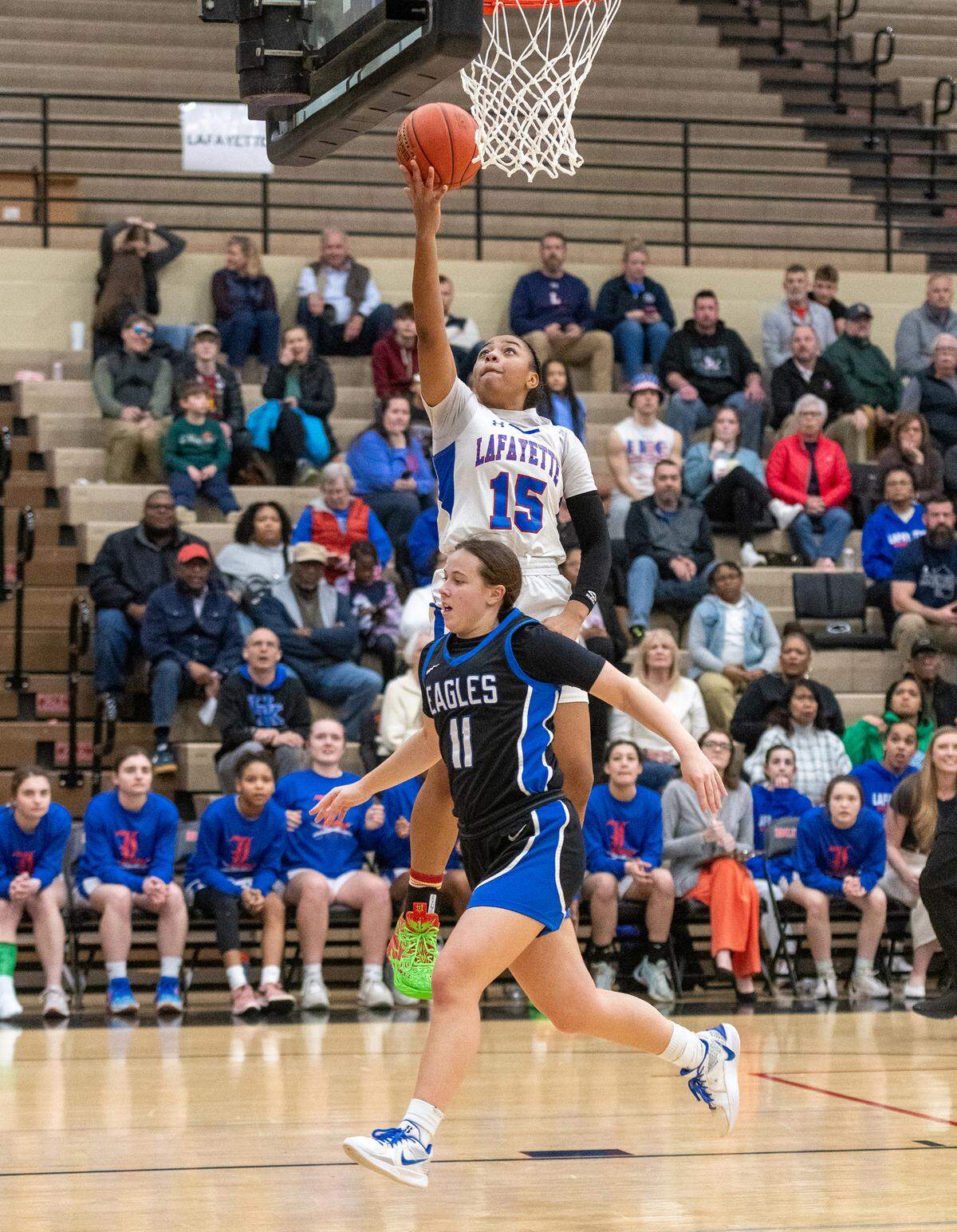 Addison Combs (15) scored nine points in Lafayette’s win Friday night.