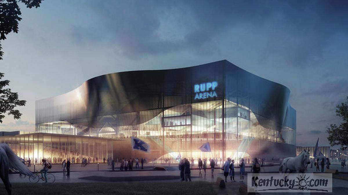 This rendering shows a conceptual view of Rupp Arena from the outside. The project involving Rupp and the surrounding area would take 10 to 20 years.