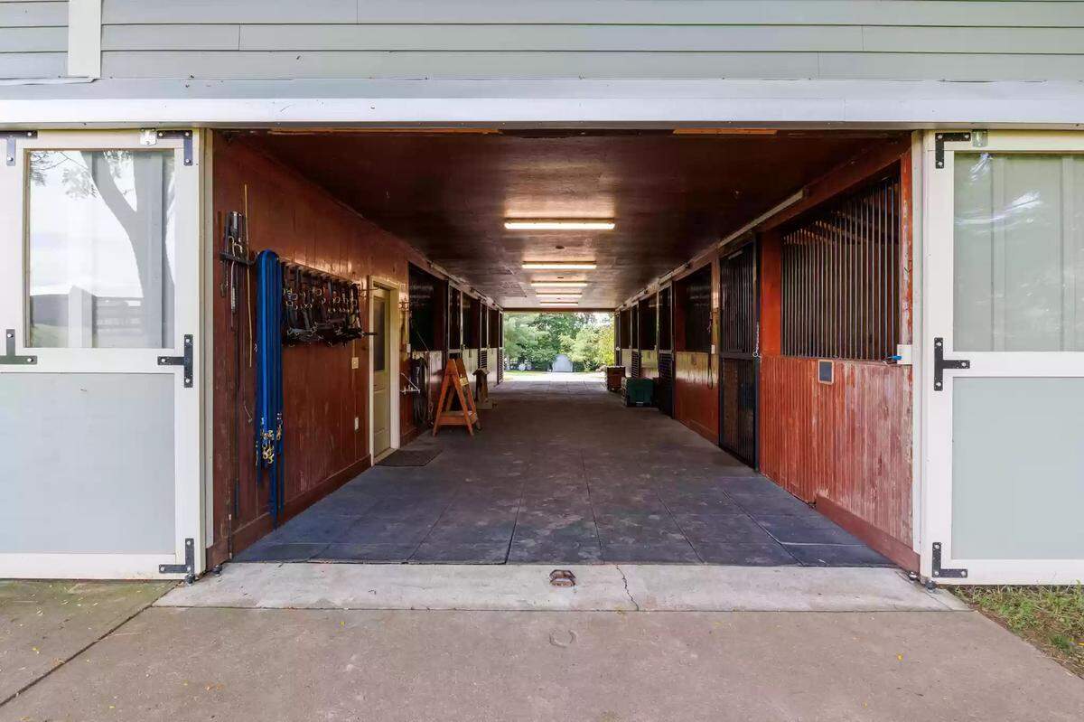 A view of the stables at the horse farm up for sale at 4351 Bethel Road in Lexington, KY. 