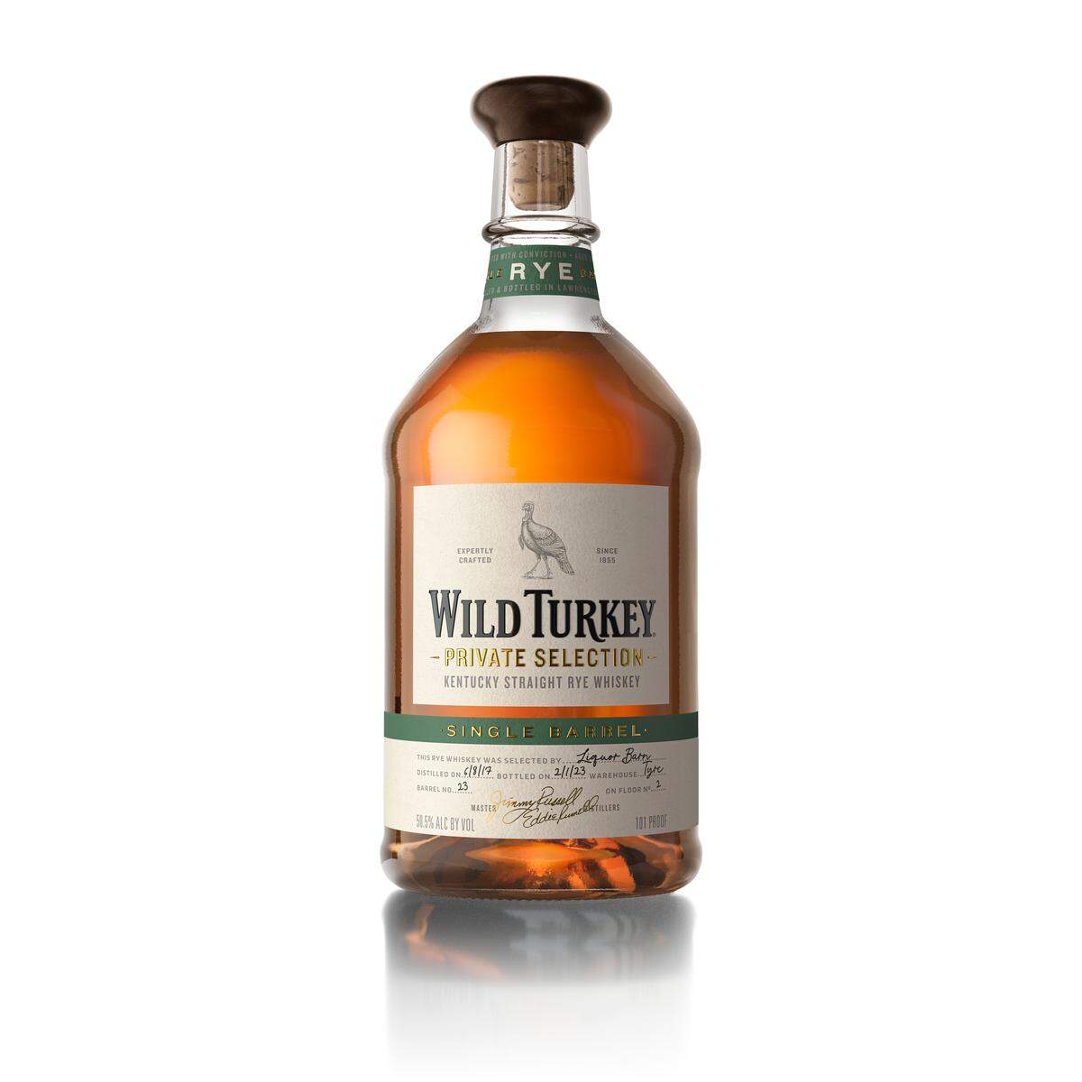 Wild Turkey Private Selection Rye is a 101-proof whiskey available via private barrel selection from the Lawrenceburg distillery.