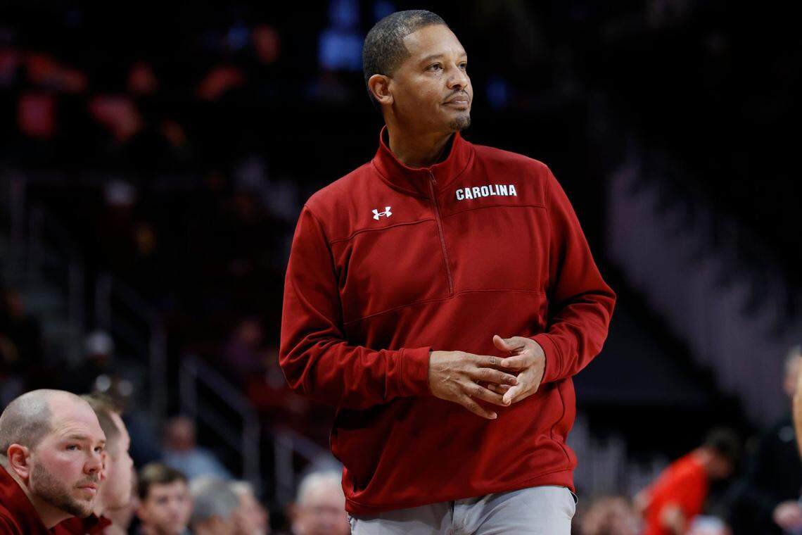South Carolina head coach Lamont Paris watches his team play against Western Kentucky on Dec. 22, 2022. Trent Noah, a top college basketball recruit from the state of Kentucky in the 2024 recruiting class, committed to the Gamecocks on Sunday.