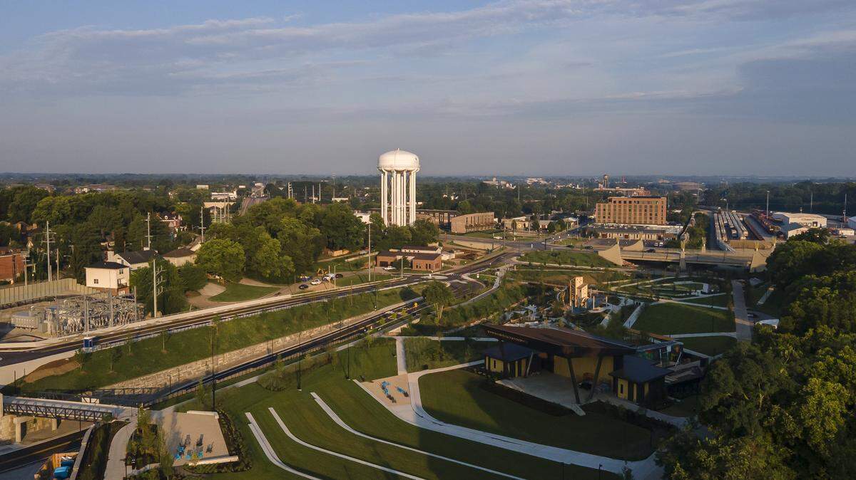 Gatton Park on the Town Branch held its grand opening on Aug. 23, 2025. The privately-funded public park includes an ampitheater, children's play area, dog park, walking trails and lots of public art.