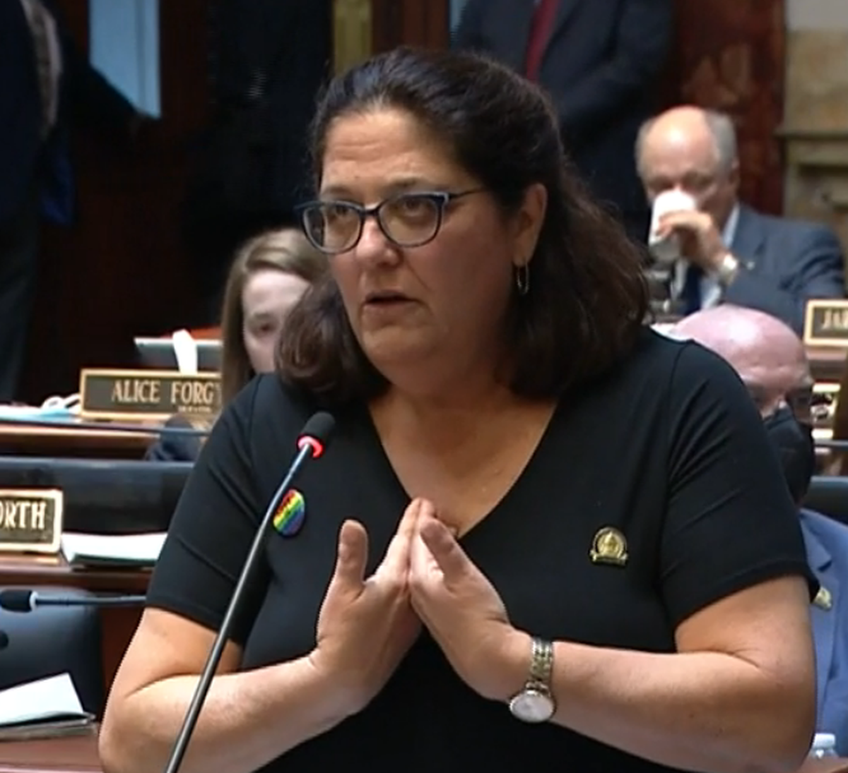 Sen. Karen Berg, D-Louisville, begged her colleagues to vote against a ban on transgender girls in girls sports.