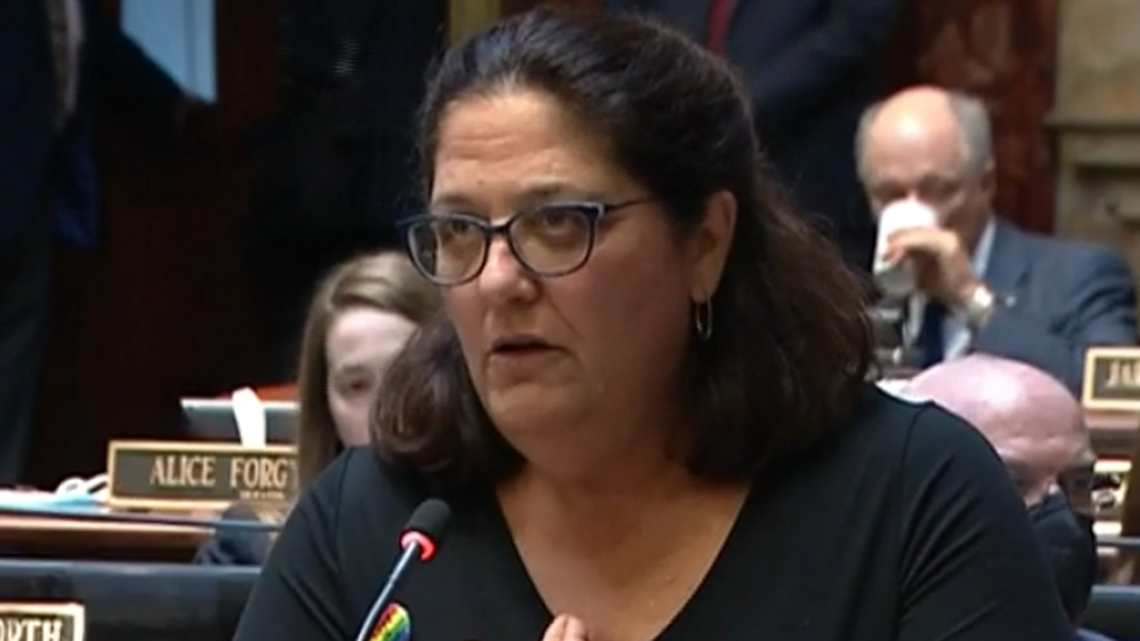 Sen. Karen Berg, D-Louisville, begged her colleagues to vote against a ban on transgender girls in girls sports.