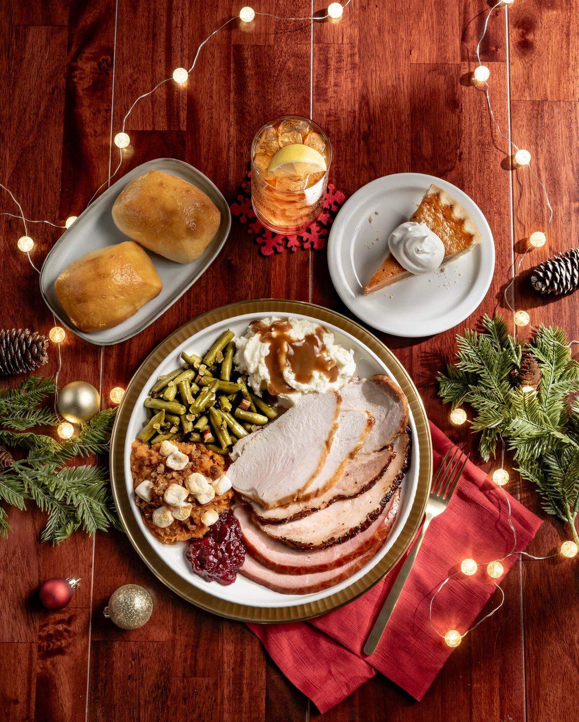 Golden Corral will have a holiday buffet featuring carved roasted turkey, carved glazed ham, carved pork roast. You also can order a Holiday Feast in 72 hours advance to take home.