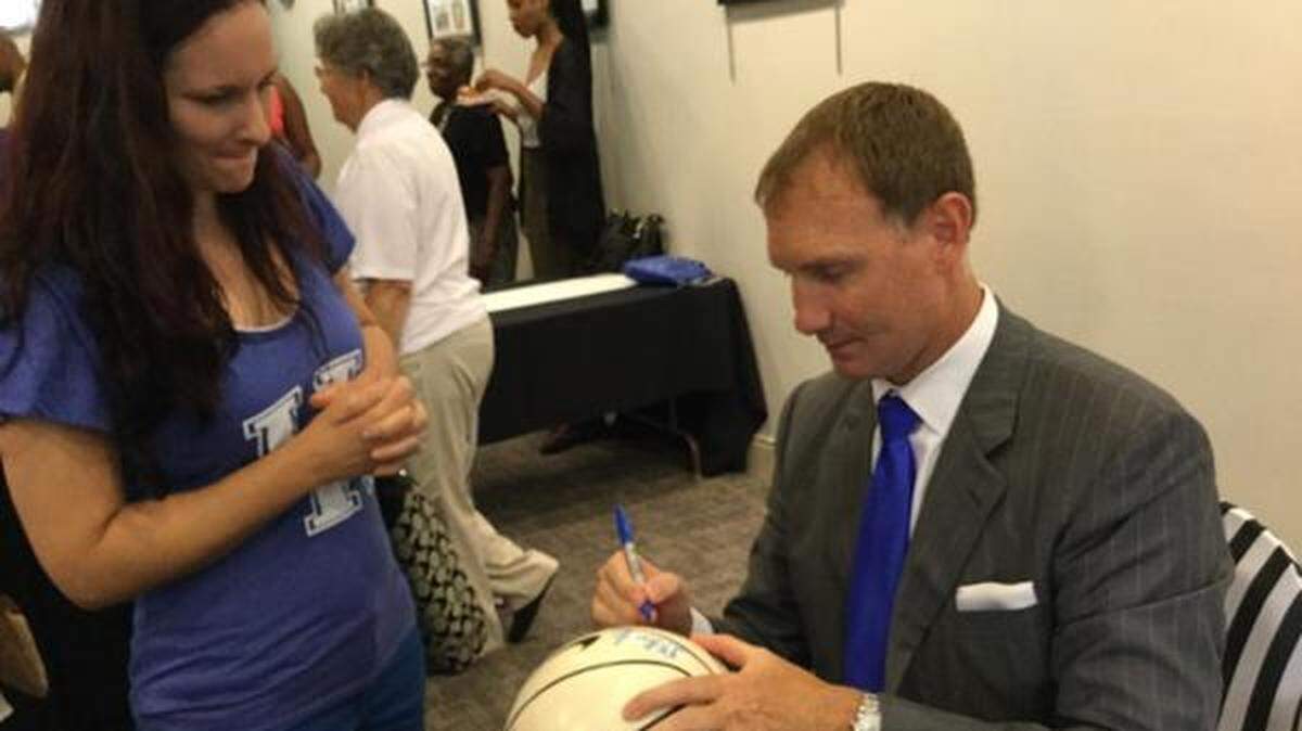 John Pelphrey signing autographs at Kentucky High School Basketball Hall of Fame on Saturday, July 11, 2015.