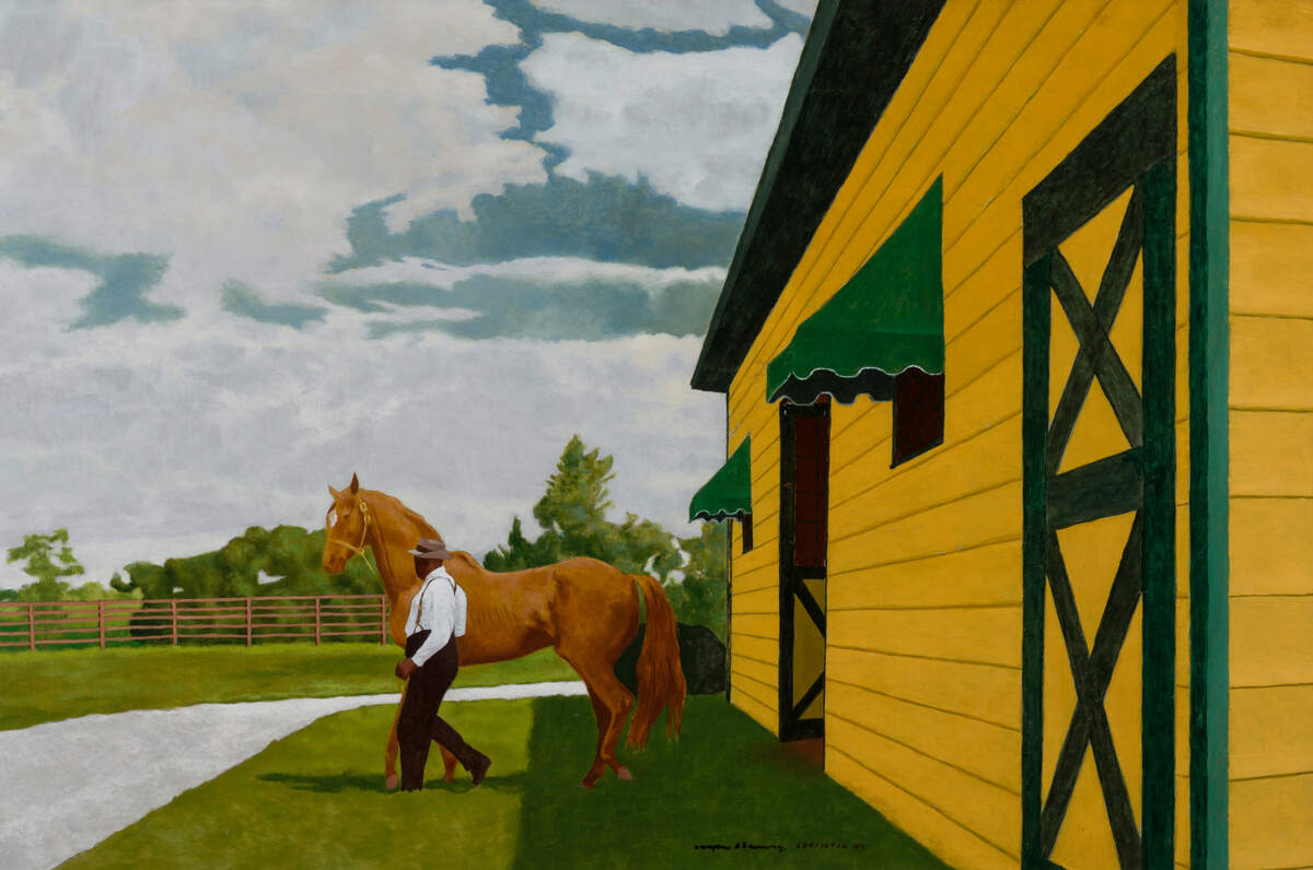 Will Harbut Leading Out Man O’War, 1950, by Vaughn Flannery; Oil on panel.