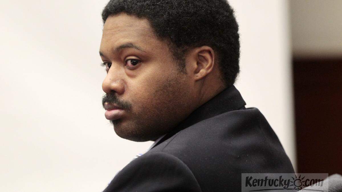 Glenn Doneghy, who is charged with murder in the hit-and-run death of Lexington police officer Bryan J. Durman, sat during testimony of 911 caller Ronnie Hood, in Fayette County Circuit Court in Lexington, Ky., on Wednesday June 15, 2011. Doneghy, 34, is accused of using his vehicle to deliberately hit and kill Durman, 27, on April 29, 2010, as Durman was investigating a noise complaint on North Limestone. Photo by Pablo Alcala | Staff