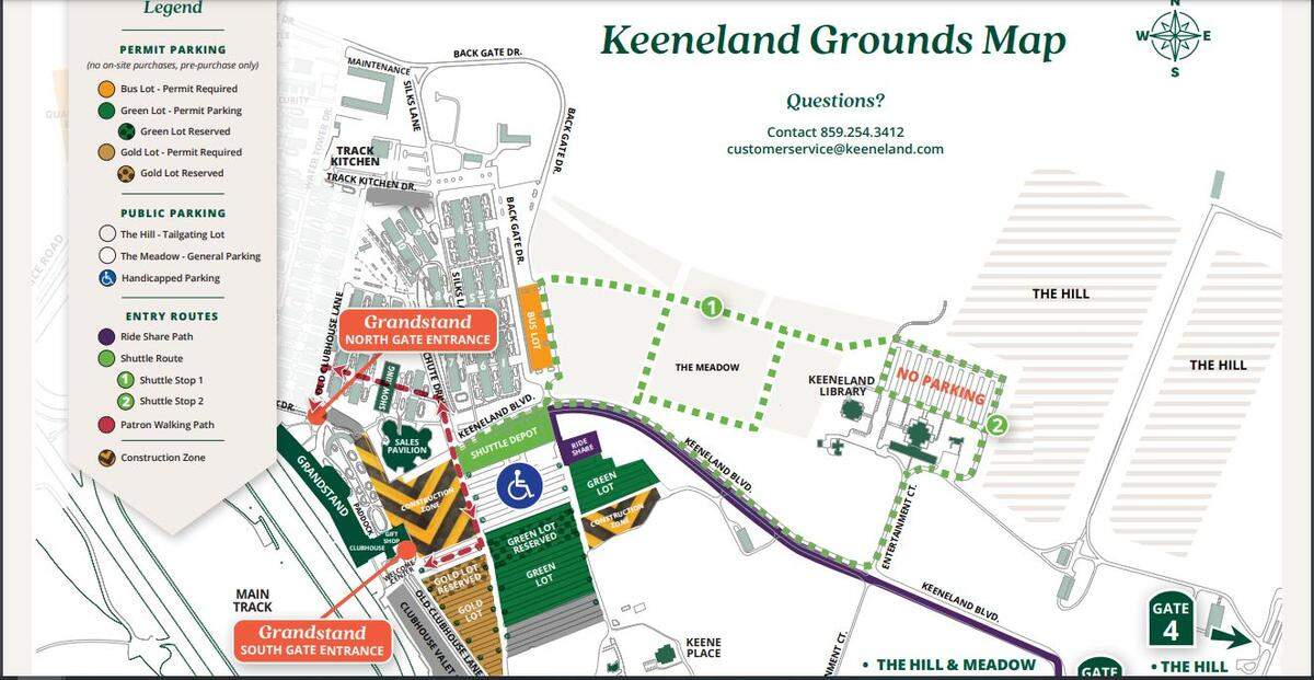 Keeneland has announced that paved row parking will require a paid permit this year due to construction. The Green and Gold lots will require parking permits. Handicap parking will remain free but is limited.