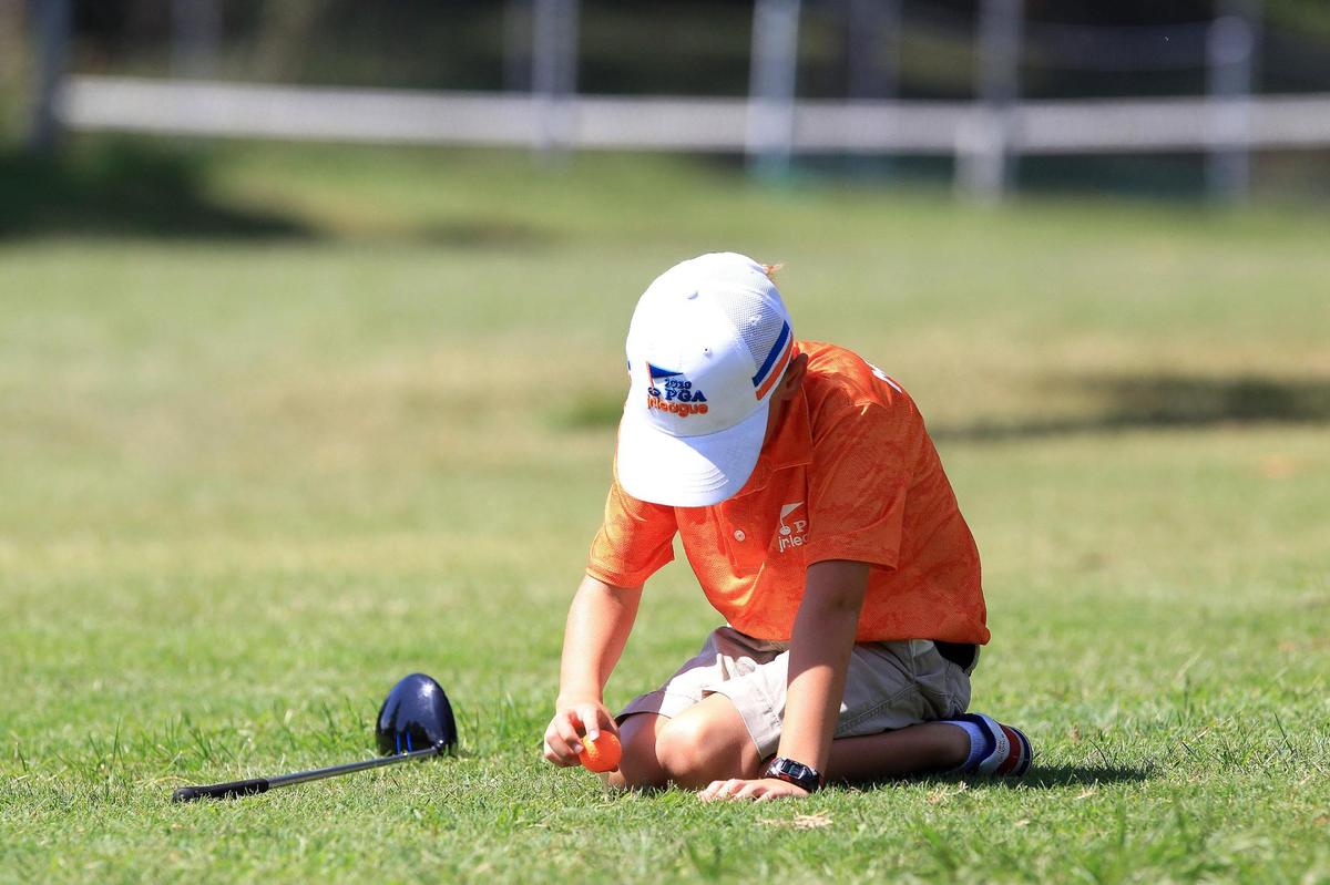 A golfer planted his tee in the hard ground during PGA Junior League matches Saturday at Winchester Country Club.