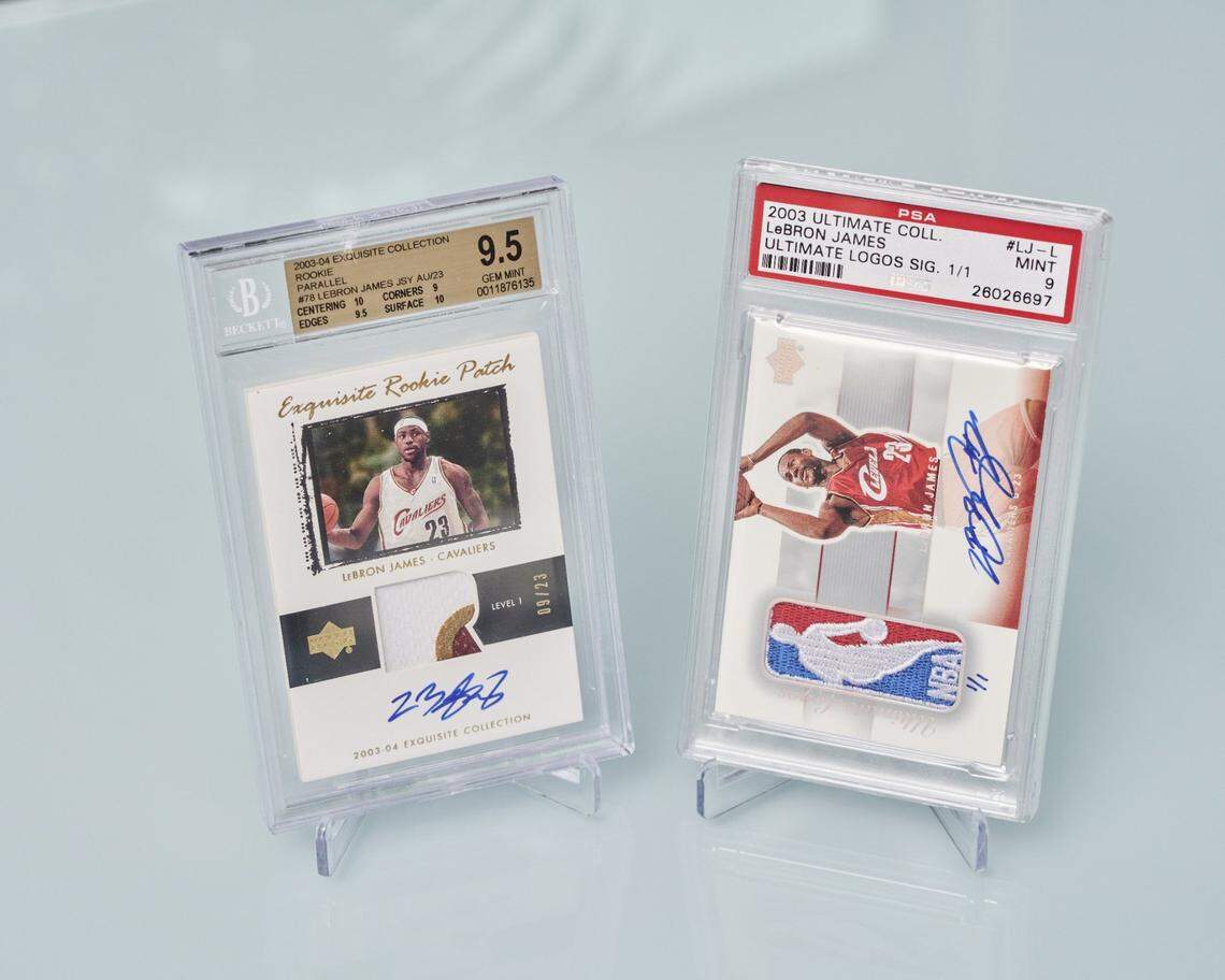 These two LeBron James cards owned by Aaron Davis of San Diego, Calif., were valued at more more than $7 million in February after being professionally graded.