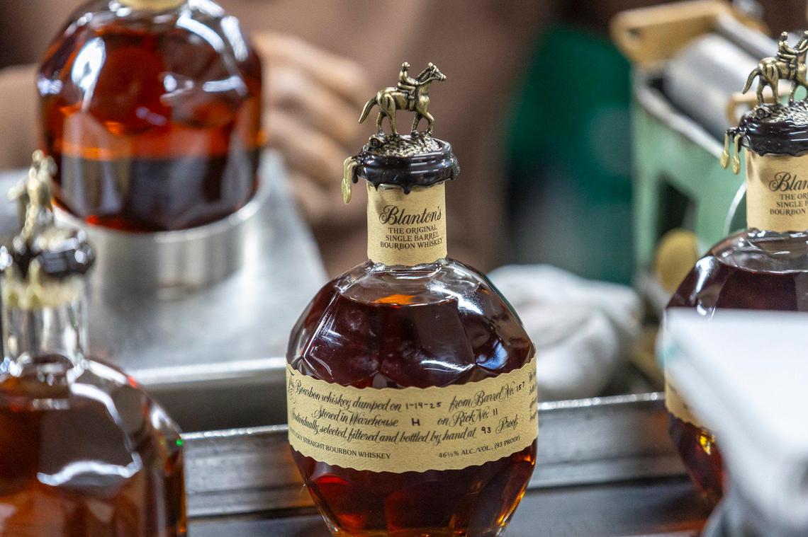 Blanton’s bourbon is bottled at Buffalo Trace Distillery in Frankfort, Ky., on Wednesday, Jan. 15, 2025.