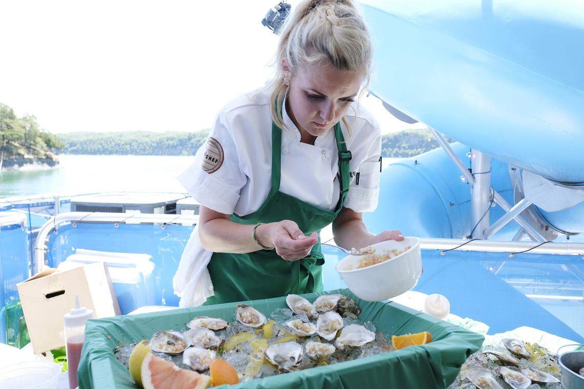 Chef Kelsey Barnard caters weddings off-site, so she was up for the challenge of throwing a party on a houseboat.