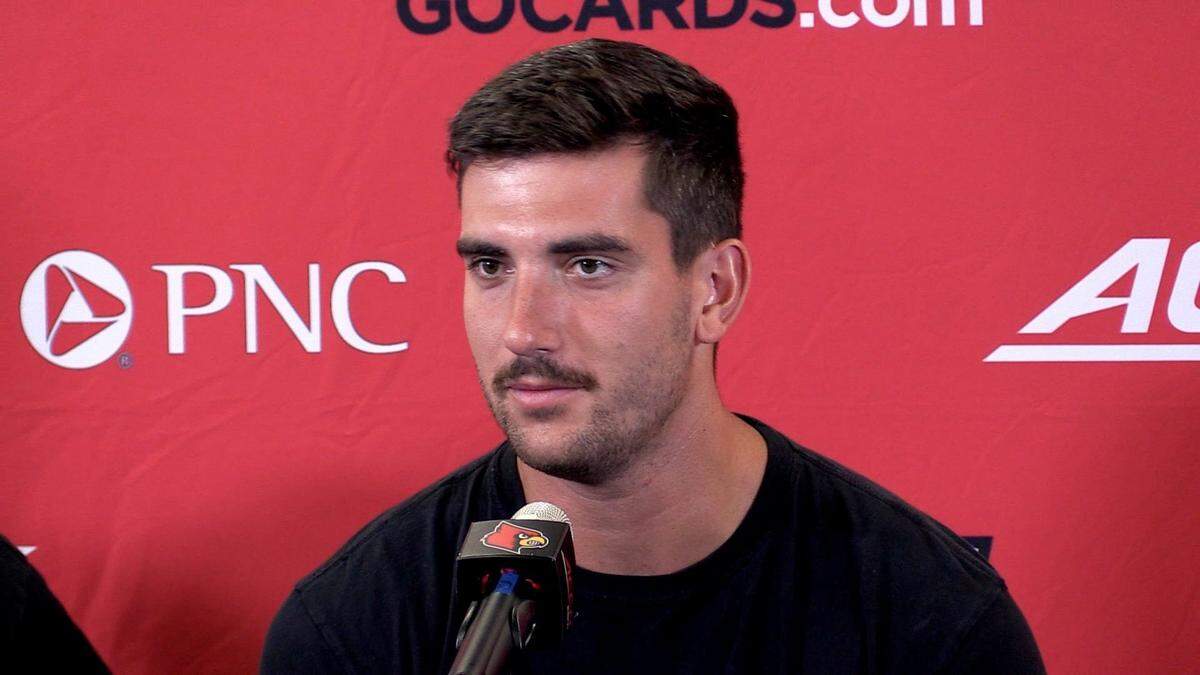 University of Louisville quarterback Jack Plummer talks to the media ahead of fall camp.
