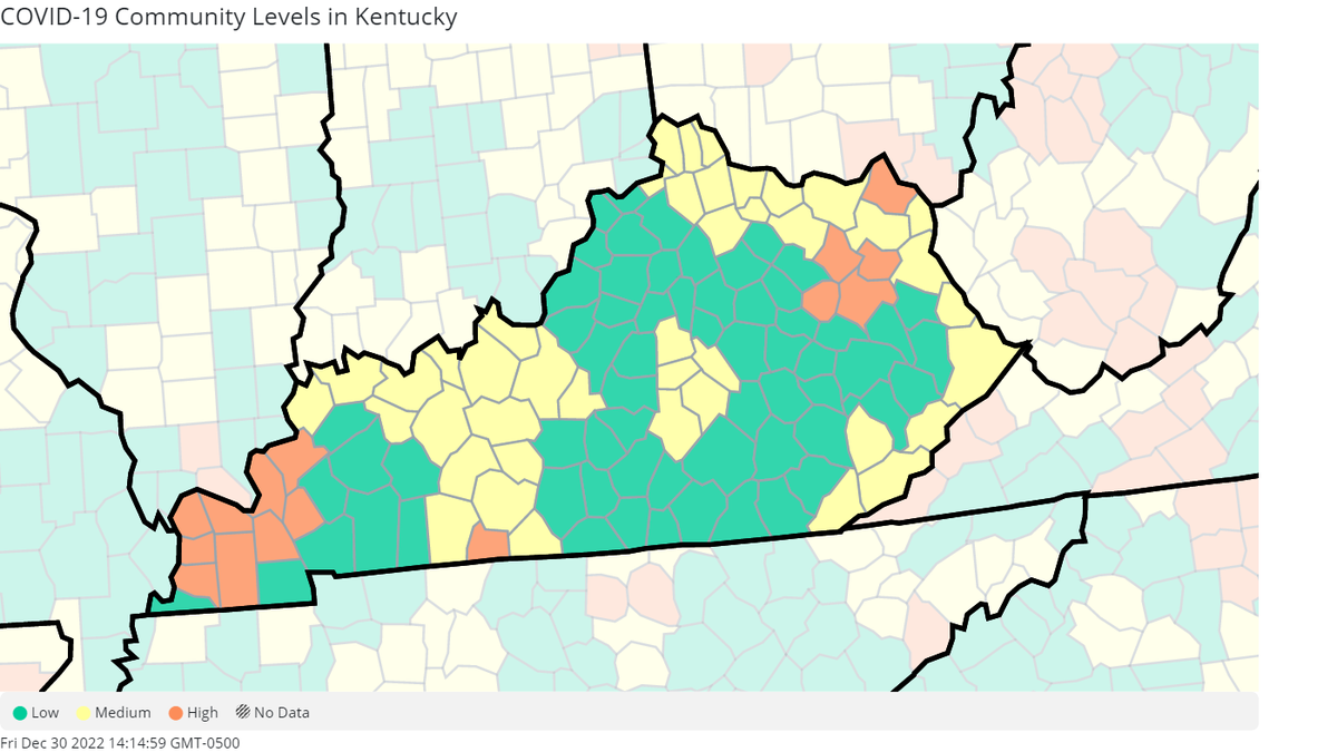 The latest COVID-19 community levels from the CDC, as of Dec. 28, 2022. 