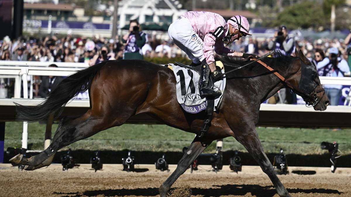 Sierra Leone, ridden by Flavien Prat, wins the Breeders’ Cup Classic at Del Mar on Saturday.