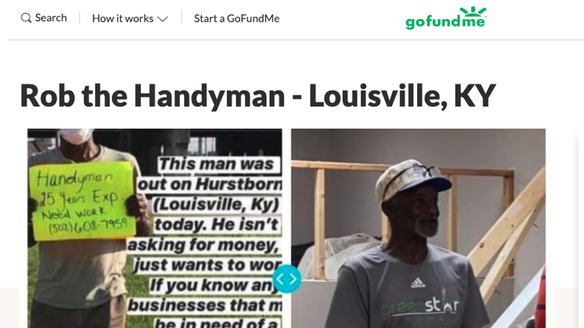 More than $18,000 has been raised for Rob Simpson, an out-of-work handyman who asked for a job on a Kentucky street.