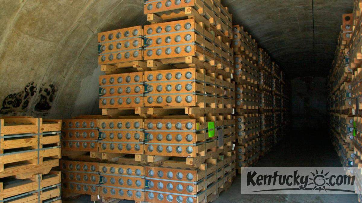 M55 rockets containing VX nerve agent are stored in a secure bunker at Blue Grass Army Depot in Madison County. This photo was taken during a media tour on Sept. 6, 2001.