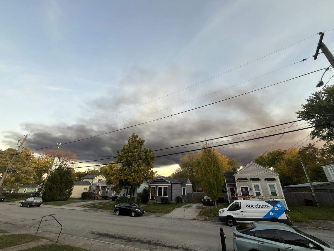 Heavy smoke could be seen over a Louisville neighborhood about three miles north of the Louisville Muhammad Ali International Airport.
