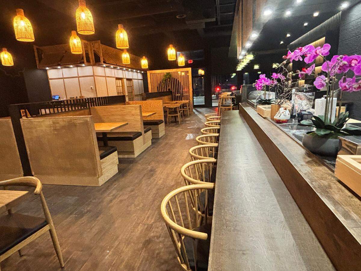 The sushi bar at Omakase Sushi & Grill in Fountains of Palomar on Harrodsburg Road and Man o’ War Boulevard is open for lunch and for dinner. Reservations are recommended.