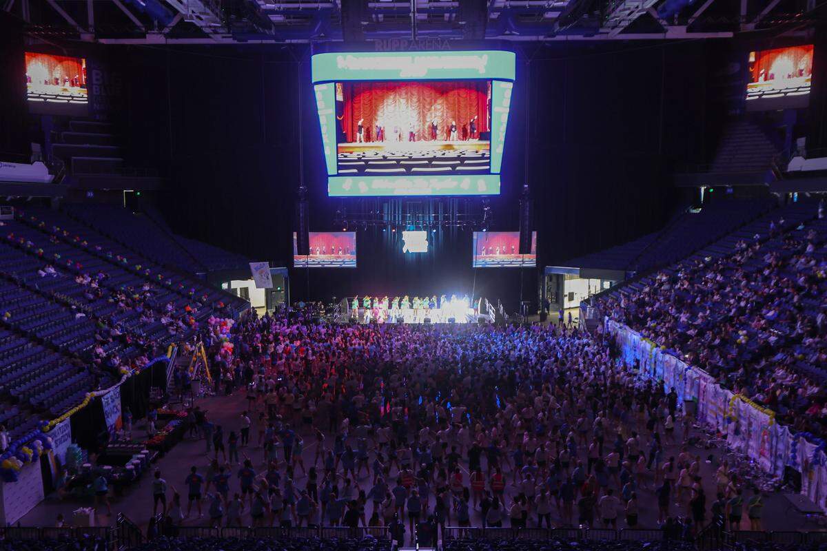 University of Kentucky participate in the 24-hour dance marathon known as DanceBlue on April 19, 2026. Photo by Carter Skaggs | UKphoto