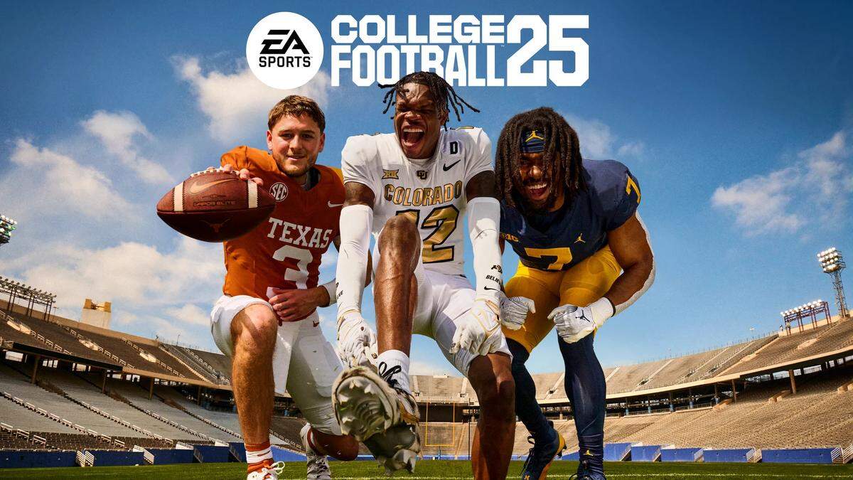 Texas quarterback Quinn Ewers, Colorado cornerback Travis Hunter and Michigan running back Donovan Edwards are featured on the cover of the new EA Sports College Football 25 video game.
