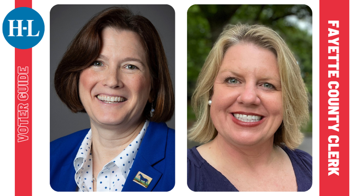 Incumbent Susan Lamb (left) and Dawne Perkins are the Democratic and Republican nominees, respectively, in the Fayette County Clerk race. Election day is Nov. 7, 2023.