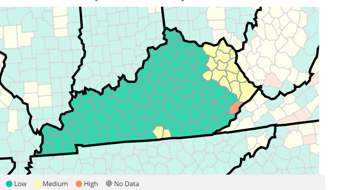 Just 1 KY county remains at a high COVID community level. Here’s the latest on cases