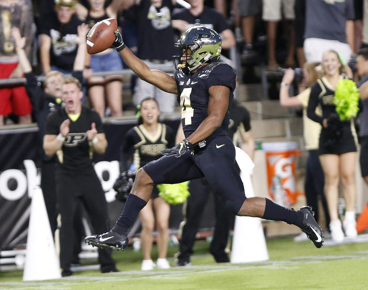 Purdue freshman wideout Rondale Moore, the former Trinity High School star, led the FBS in 2018 with 114 receptions.