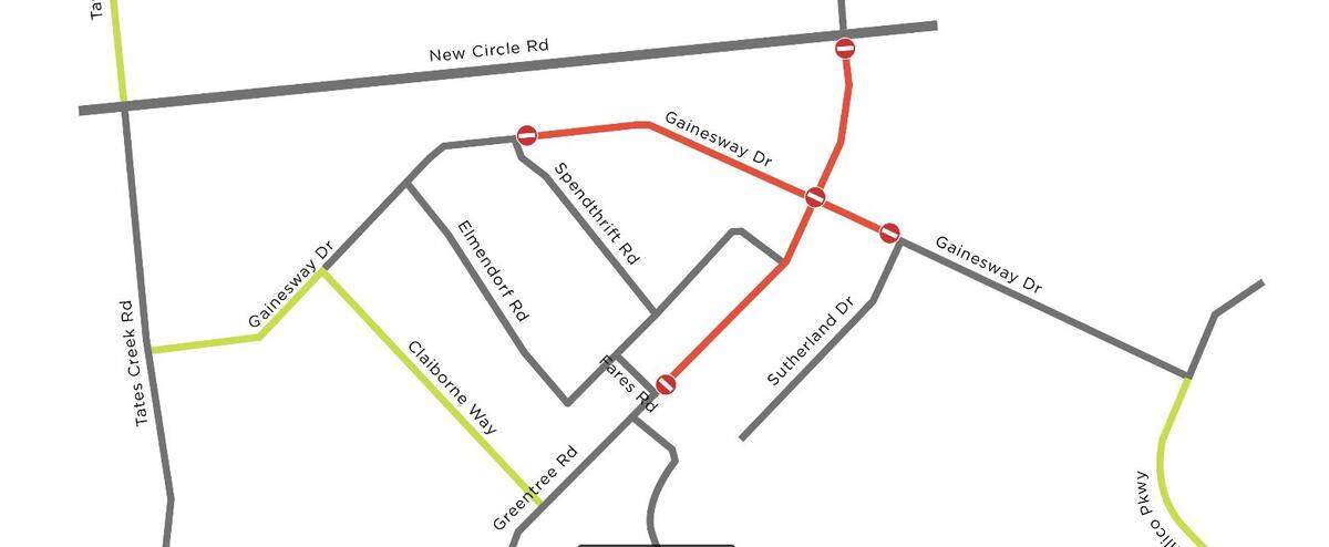 Greentree Road from Gainesway to New Circle Road will be closed starting March 5 for a sewer pipe replacement project. A Gainesway and Greentree Road intersection will be permanently closed for at least a week, city officials said.
