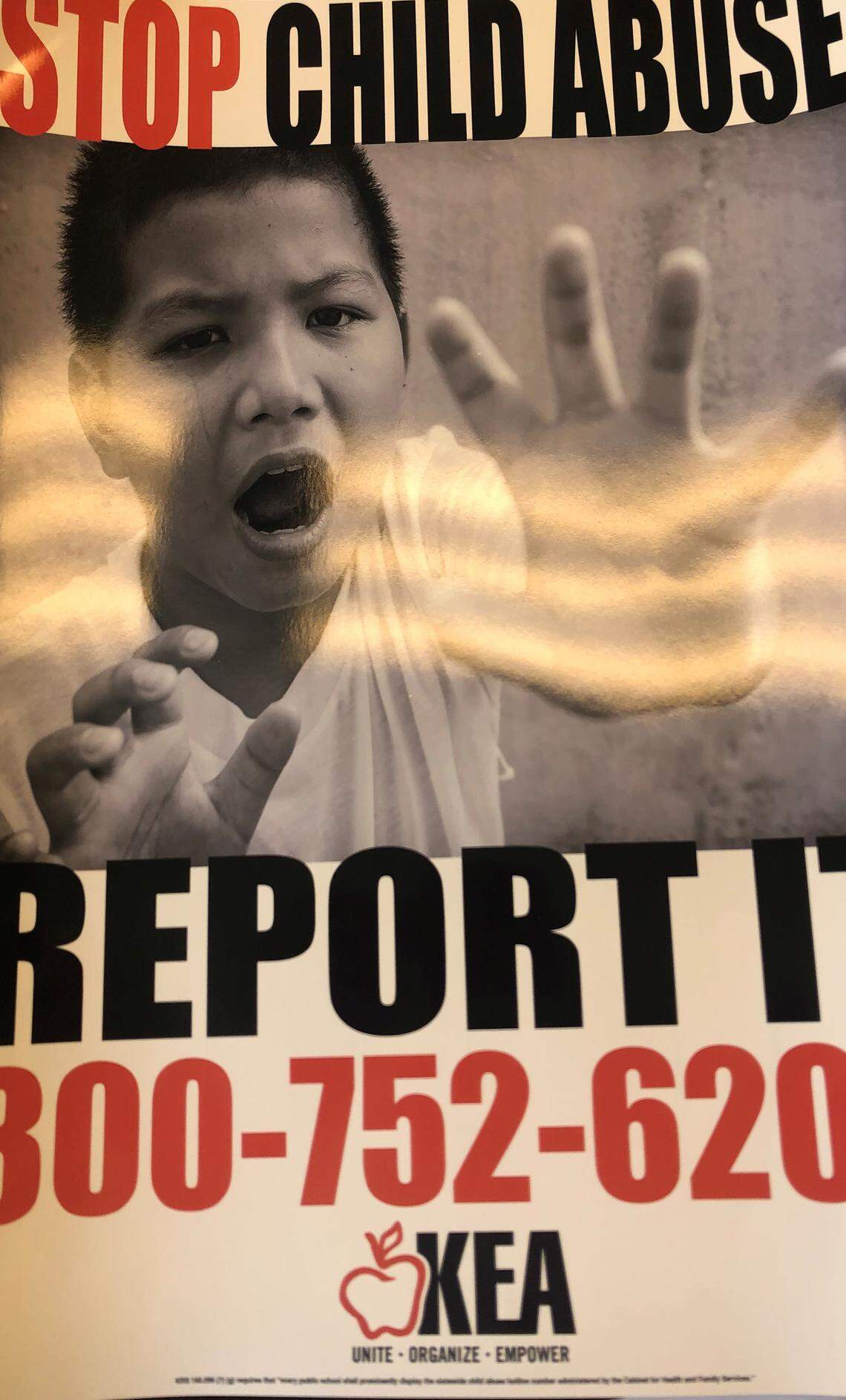 The Kentucky Education Association, which represents teachers, has printed and made available to schools a poster with a 1-800 number to report child abuse, one of several recommendations adopted by other states to increase reporting of all types of child abuse, not just sexual abuse.
