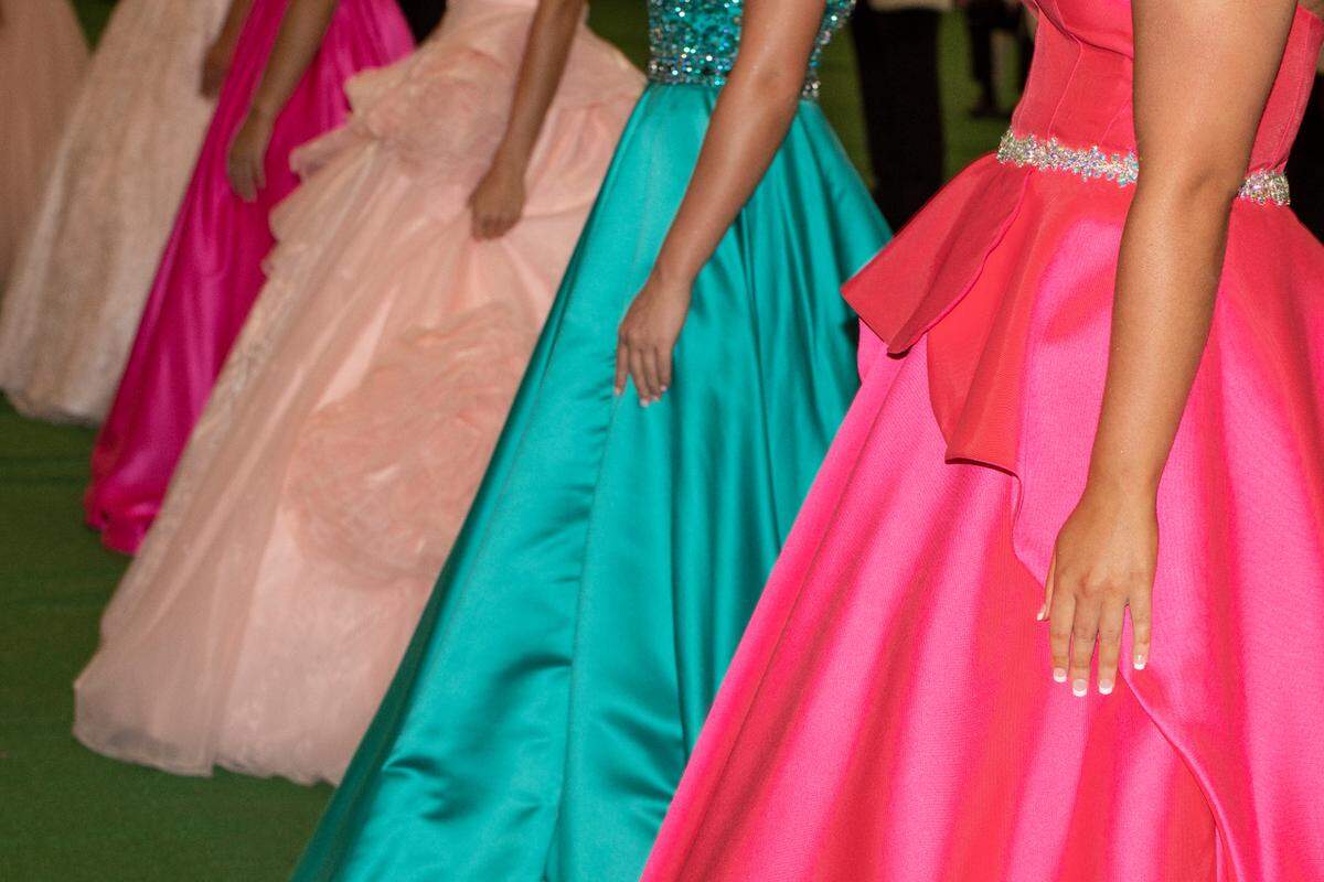 Princess candidates line up in formal dresses for the Princess Coronation Friday at the Pineville High School Gymnasium during the 90th annual Kentucky Mountain Laurel Festival in Pineville.