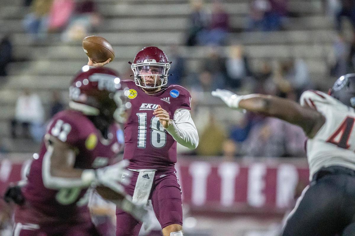 Eastern Kentucky Colonels quarterback Parker McKinney (18) has thrown for 9,895 yards in an EKU career that began in 2018.