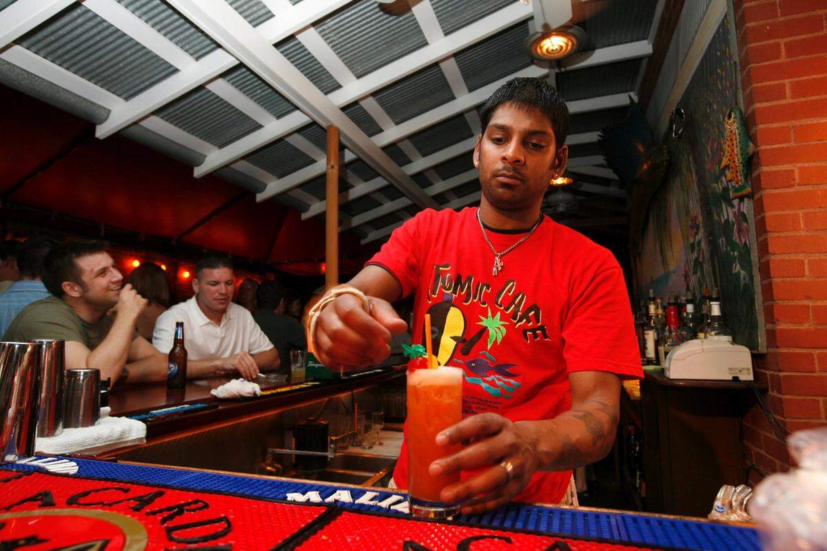 Atomic Cafe bartender Dominick Starosky made a Rum Runner at the North Limestone restaurant. In 2008, the drink cost $5.