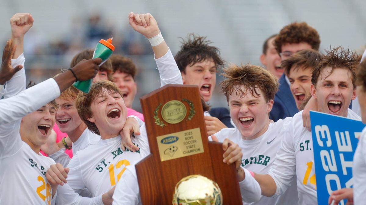 St X celebrated the win against Lafayette in the KHSAA State Championship.Oct. 28, 2023