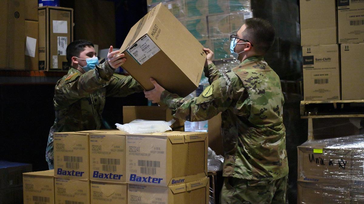 Kentucky Army National Guard members were called to UK Healthcare to handle warehousing of medical supplies due to an increase of COVID patients. September 20, 2021.