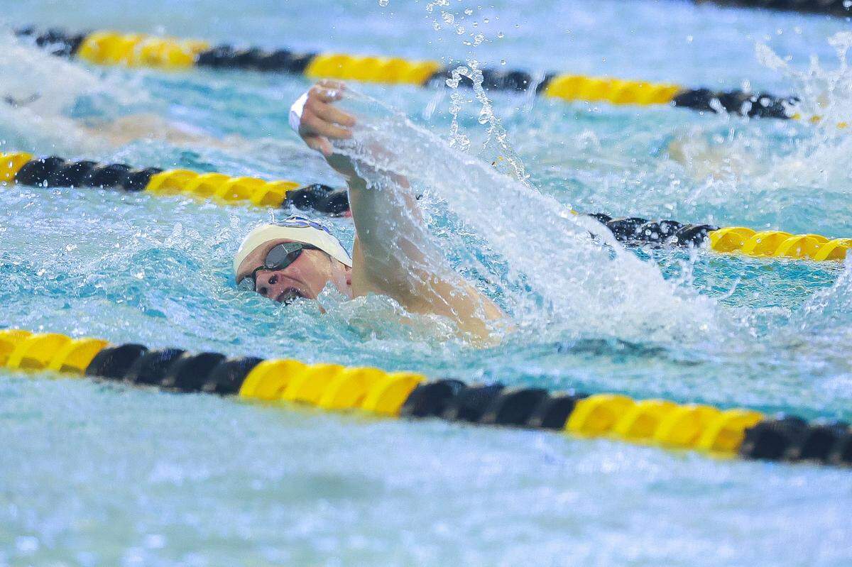 Lexington Catholic's Wil Jones competes in the 100-yard freestyle during the 8th Region Swimming Championships at Centre College in Danville, Ky., on Thursday, Jan. 22, 2026.